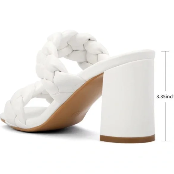 Greatonu Braided 3.35” Heels in white, cream, and tan - Picture 11 of 12